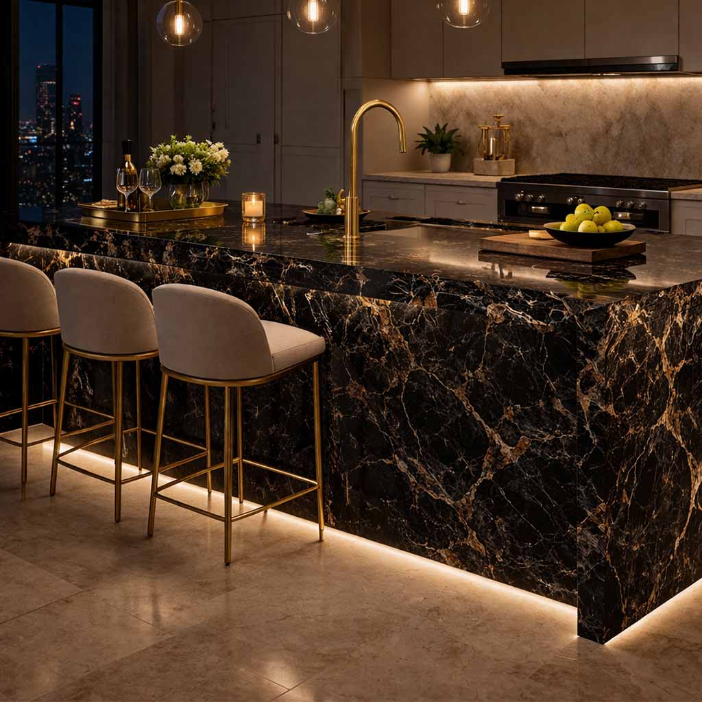 PORCELANATO FULL BODY THUNDER BLACK 80 X 240 CM (15MM) PORCELUX