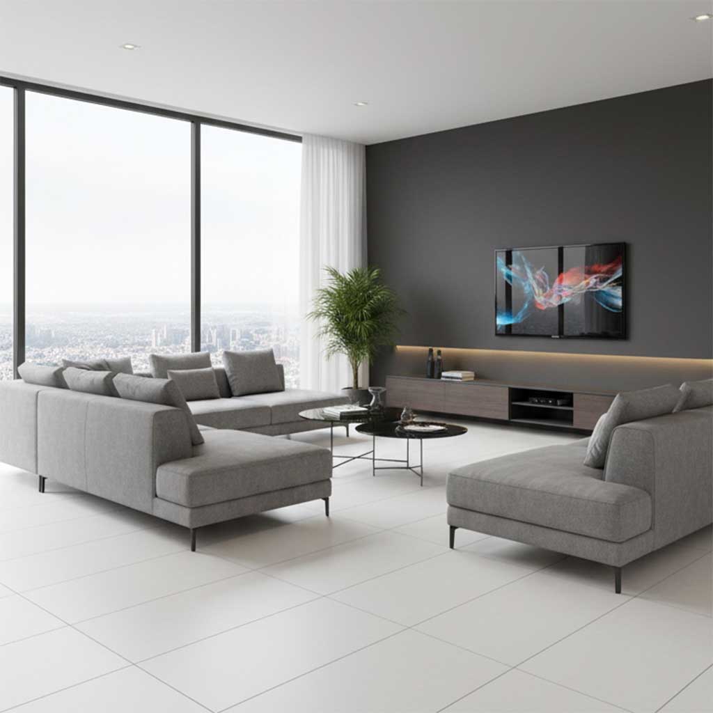 PORCELANATO MATE SUPER WHITE 60 X 120 CM PORCELUX